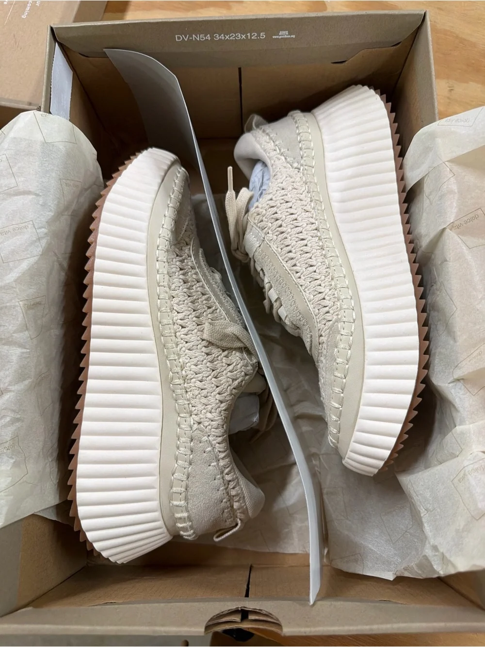 Dolce Vita Cream Knit Platform Sneaker